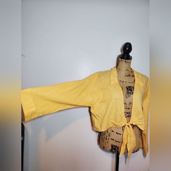 NWT CALIA Tie Front Long Sleeve Beach Shirt Size L - Picture 5 of 11